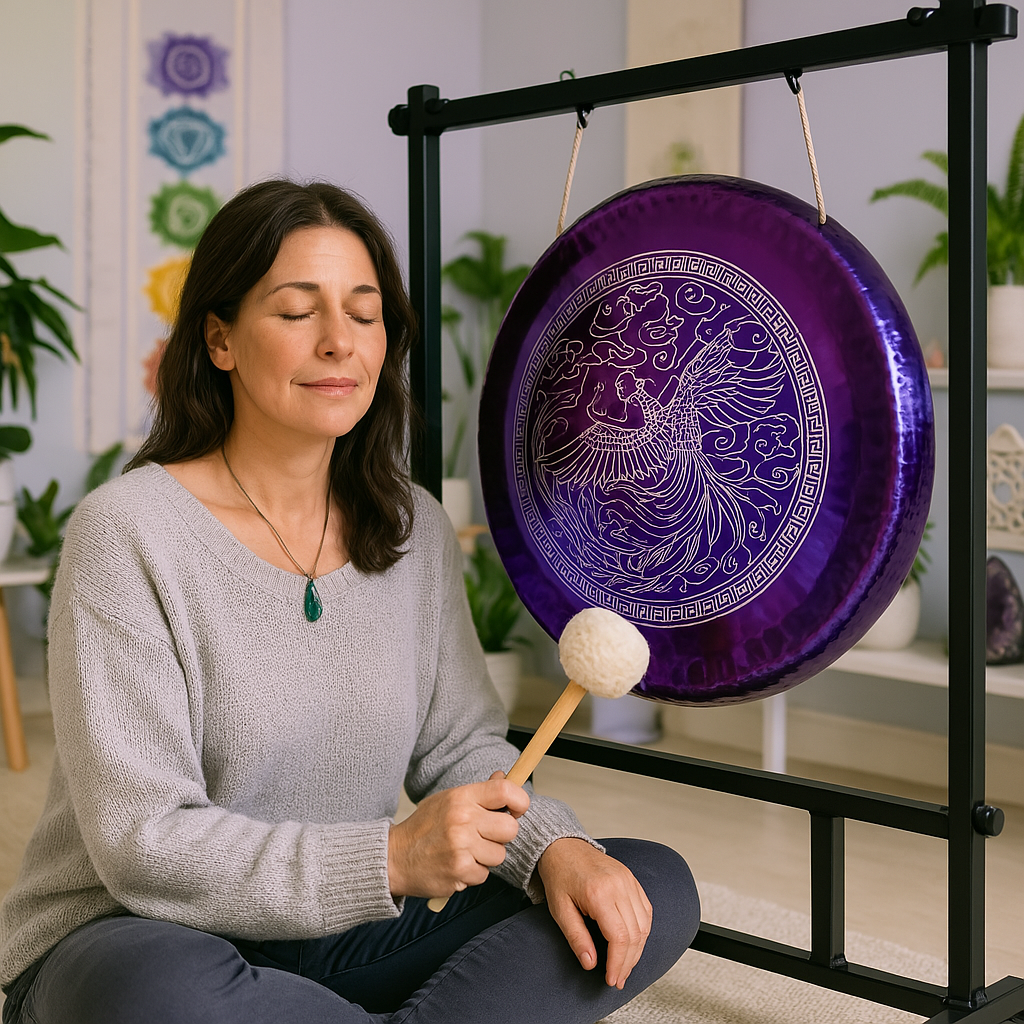 16 to 36 Inch Pink Phoenix Gong for Sound Relaxation