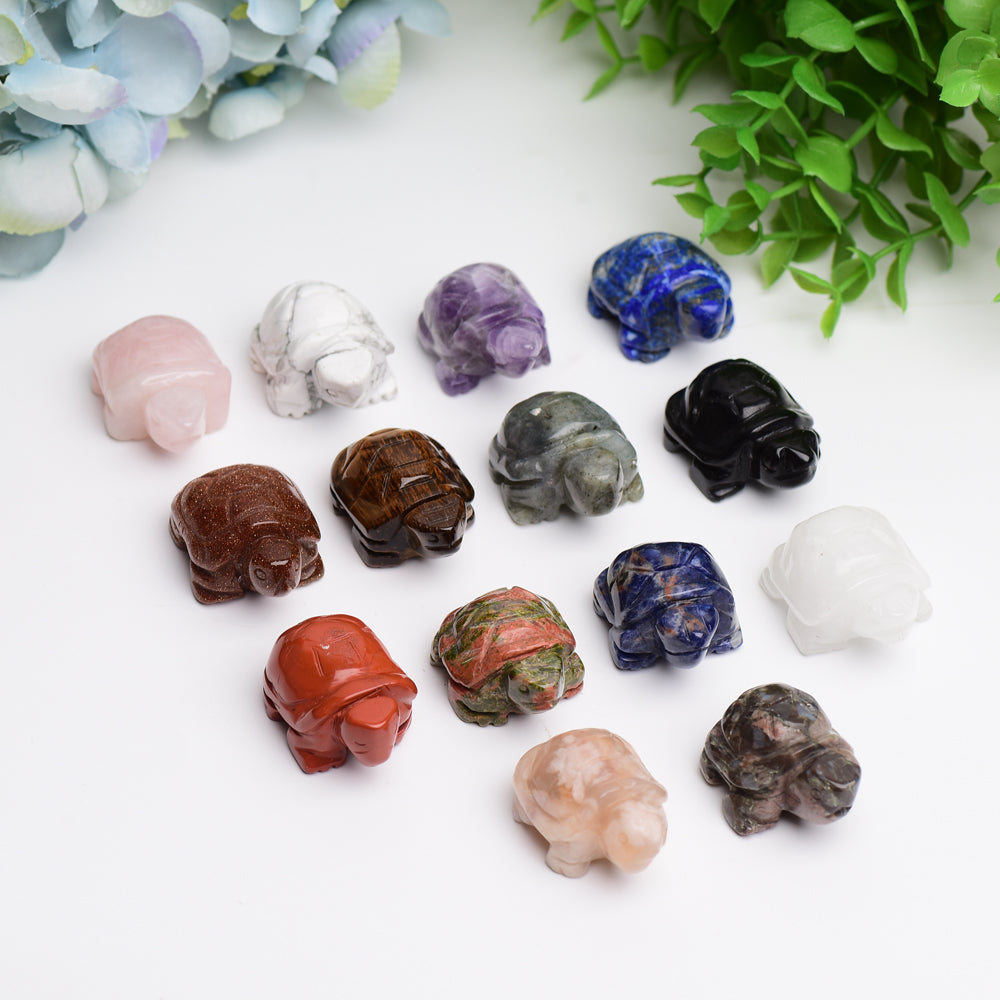 1.4 Inch Mixed Crystal Turtle Figurine for Prosperity & Healing