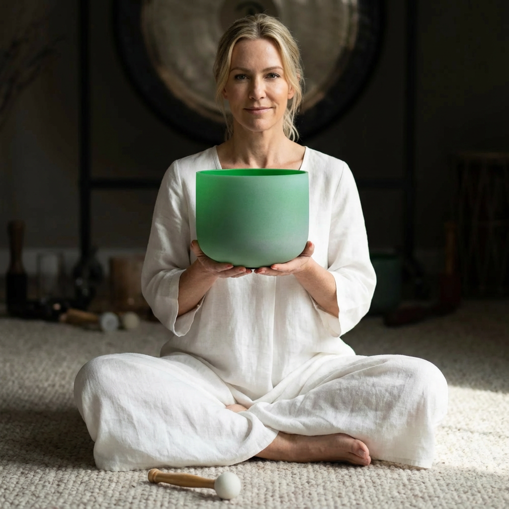 Green F Note Heart Chakra Crystal Singing Bowl