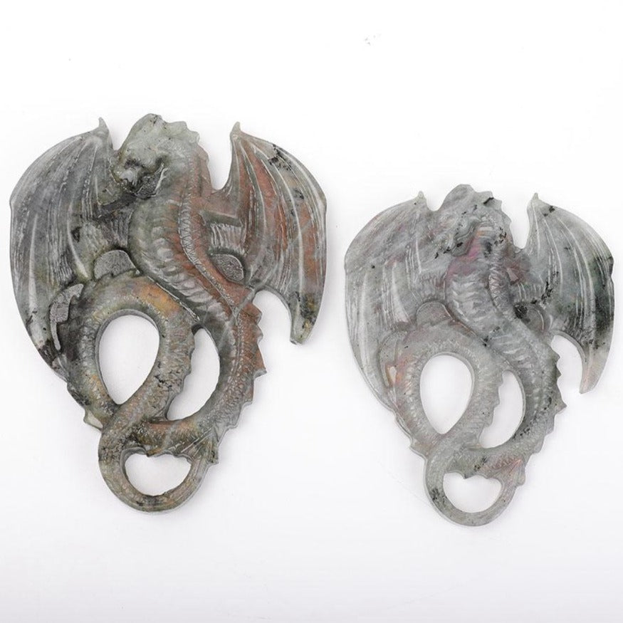 Labradorite Crystal Dragon Carving 3.6in Display Ornament