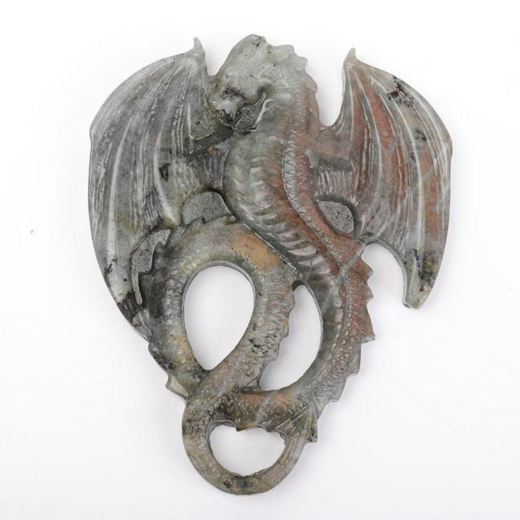 Labradorite Crystal Dragon Carving 4x5 Inch Display