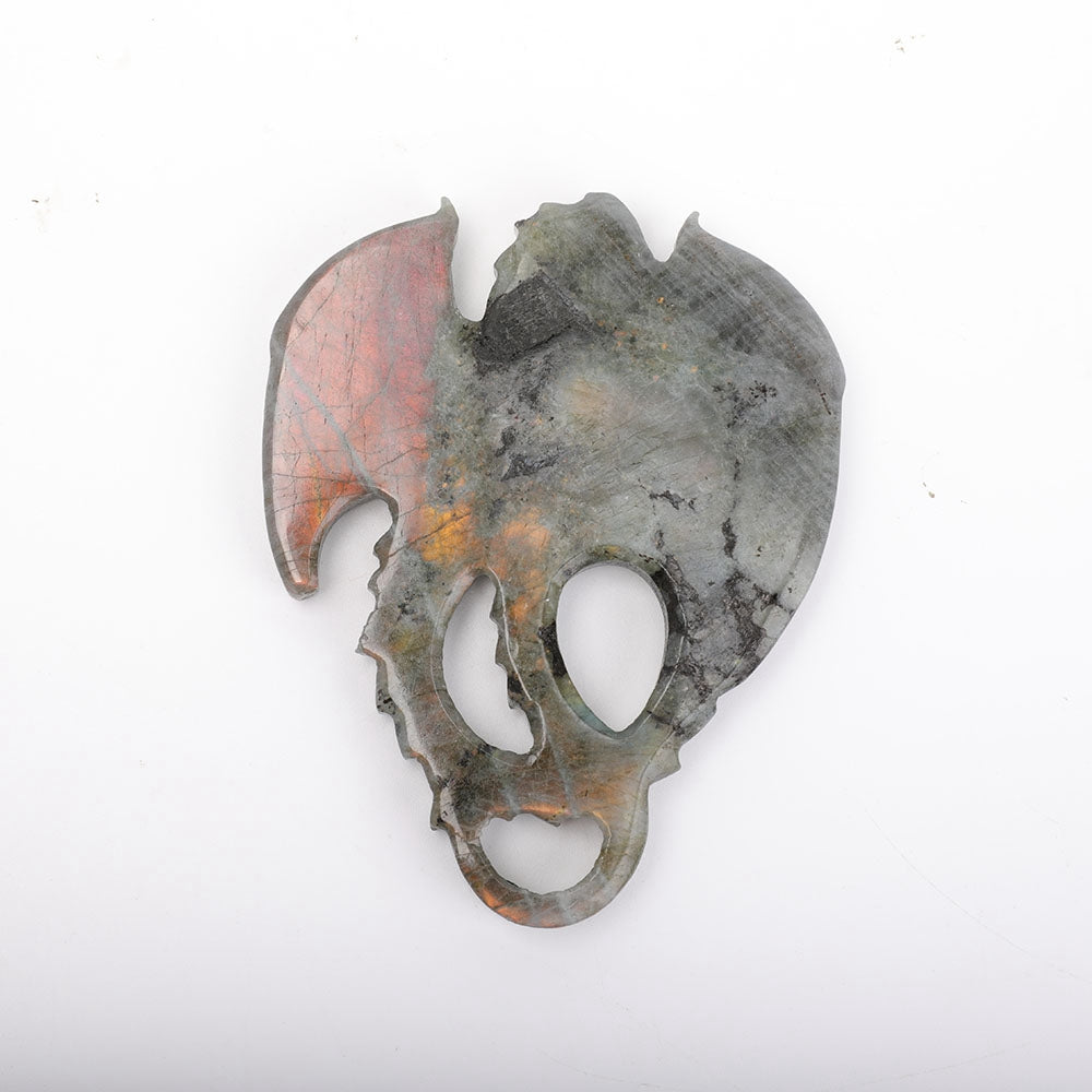 Labradorite Crystal Dragon Carving 4x5 Inch Display