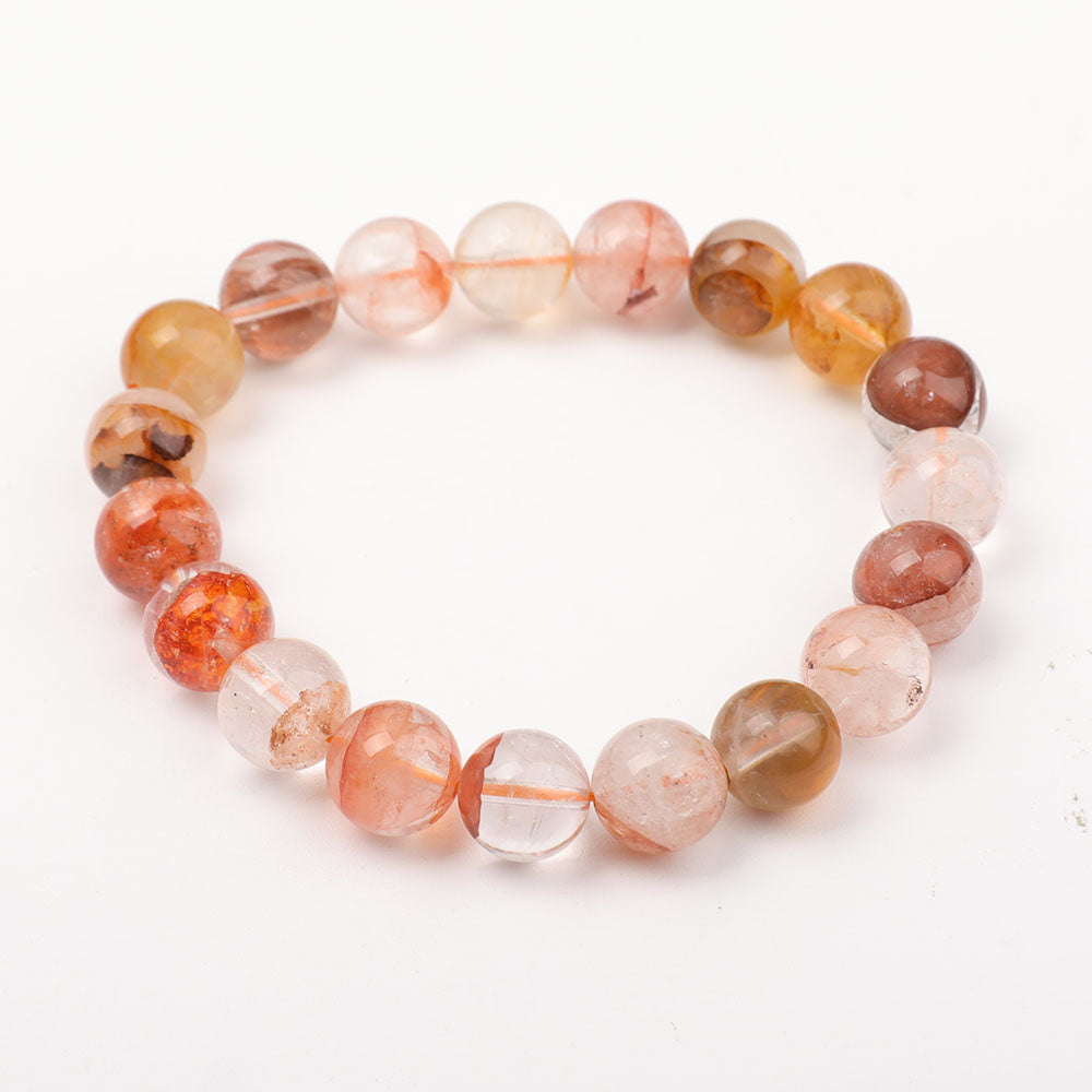 10mm Fire Quartz Clear Quartz Bracelet for Energy Healing