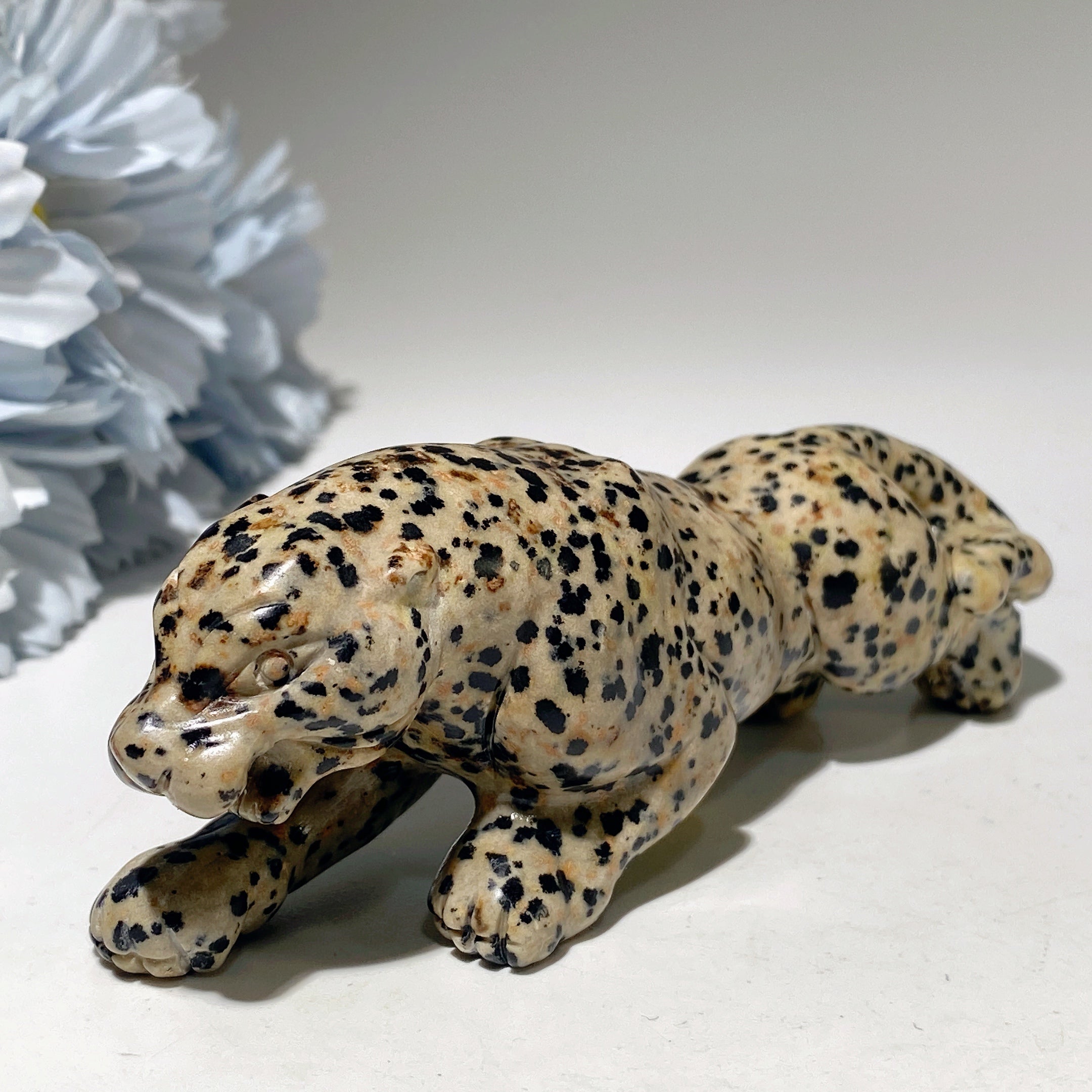 4.6 Inch Mixed Crystal Leopard Carving Figurine for Healing