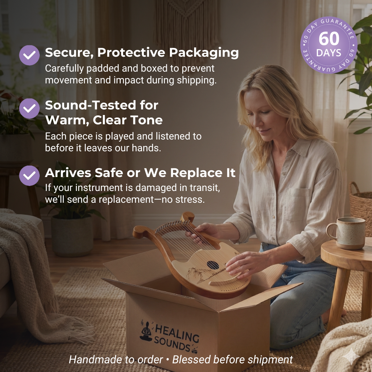 Adjustable 17/31-String Lyre Harp in C Tone for All Ages