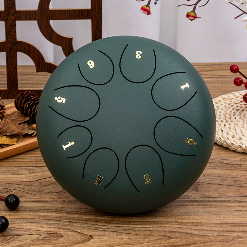 8-Tone D Key Steel Tongue Drum - Round 10 Inch Instrument