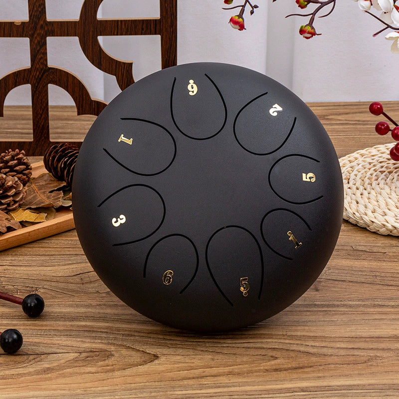 8-Tone D Key Steel Tongue Drum - Round 10 Inch Instrument