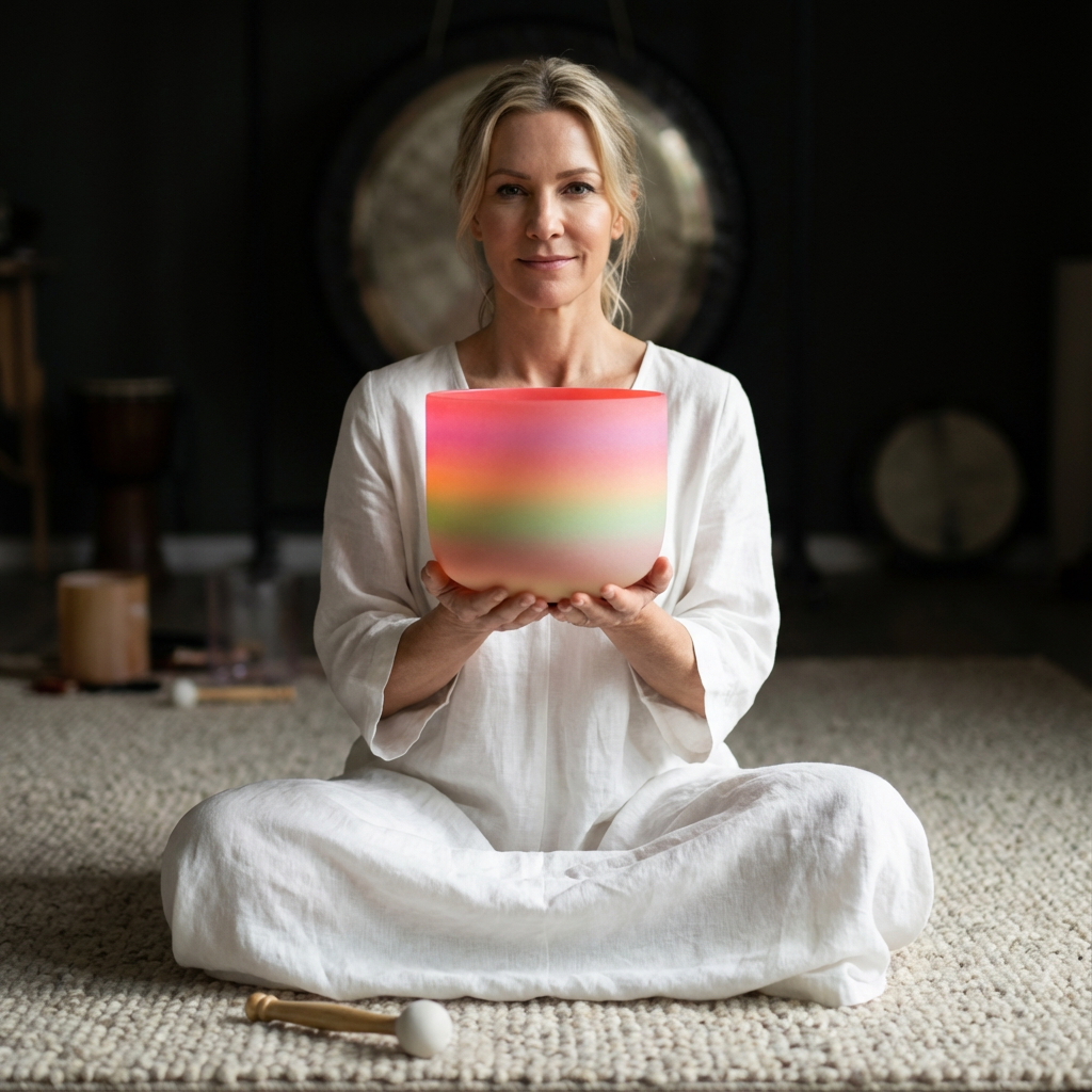 Rainbow Crystal Singing Bowl for Chakra Meditation