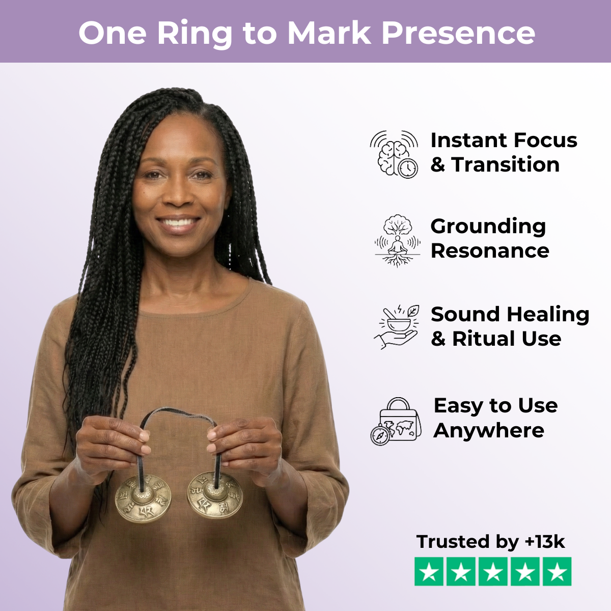 Copper Tingsha Bell with Six True Words | Meditation Tool