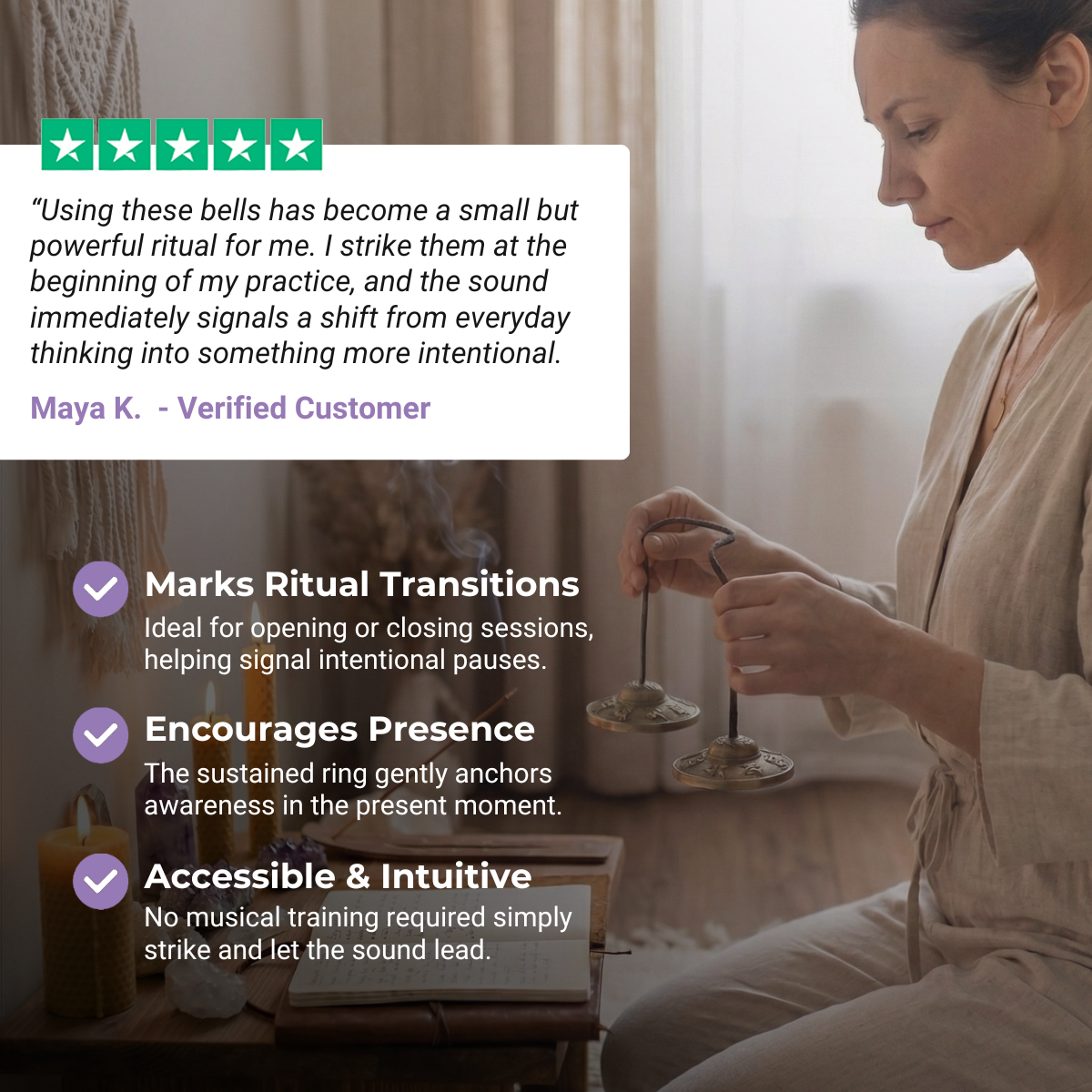 Copper Tingsha Bell with Six True Words | Meditation Tool