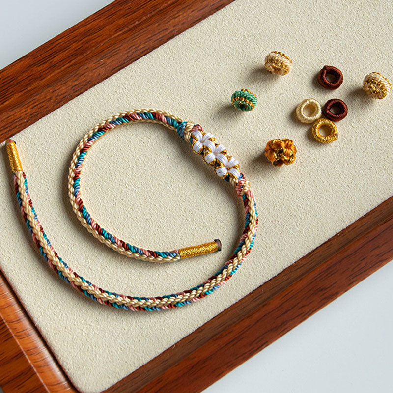 Handmade Dunhuang Peach Blossom Pattern Red String Bracelet