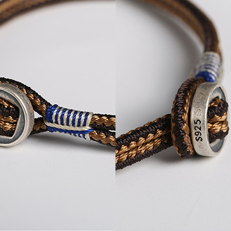 925 Sterling Silver Handmade Protection Weave String Bracelet