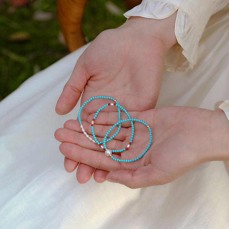 Turquoise Red Agate Protection Bracelet Small Beads