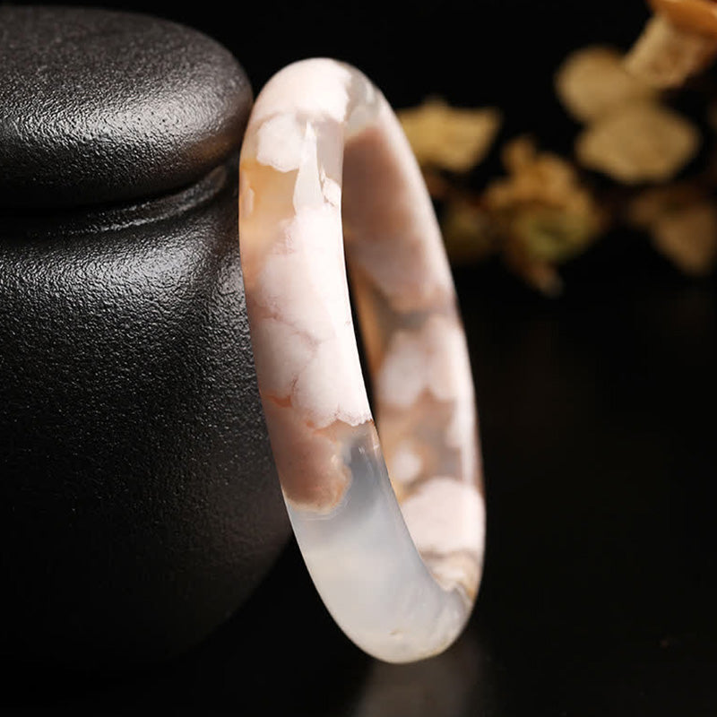 Natural Sakura Agate Peace Bracelet Bangle 55mm