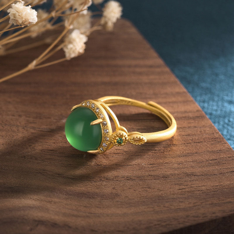 10mm Green Jade Fortune Ring | Unisex Jade Ring