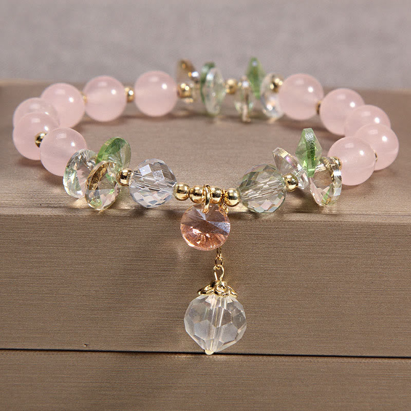 8mm Cat's Eye Pink Crystal Peace Spiritual Bracelet