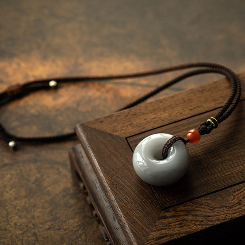 Natural Gray Jade Luck Necklace | Peace & Prosperity Pendant