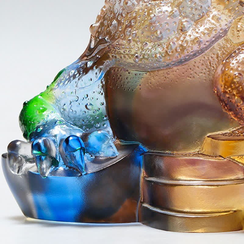 Liuli Crystal Feng Shui Frog Sculpture 11cm Prosperity Art