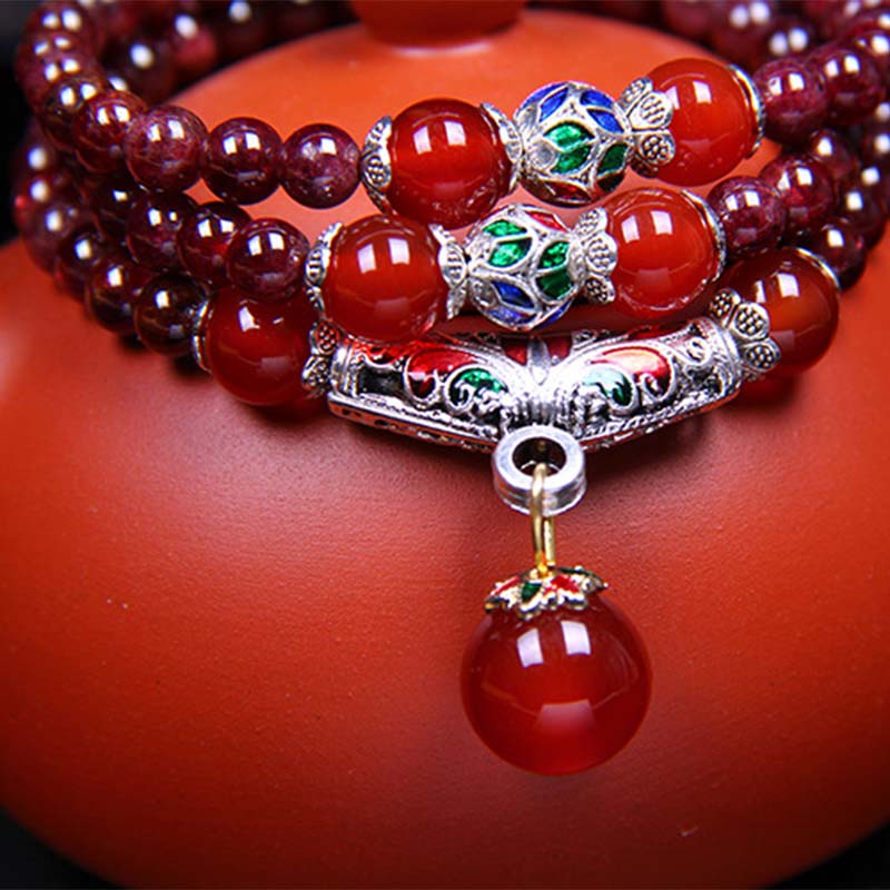 6mm Natural Garnet Red Agate Healing Bracelet for Protection