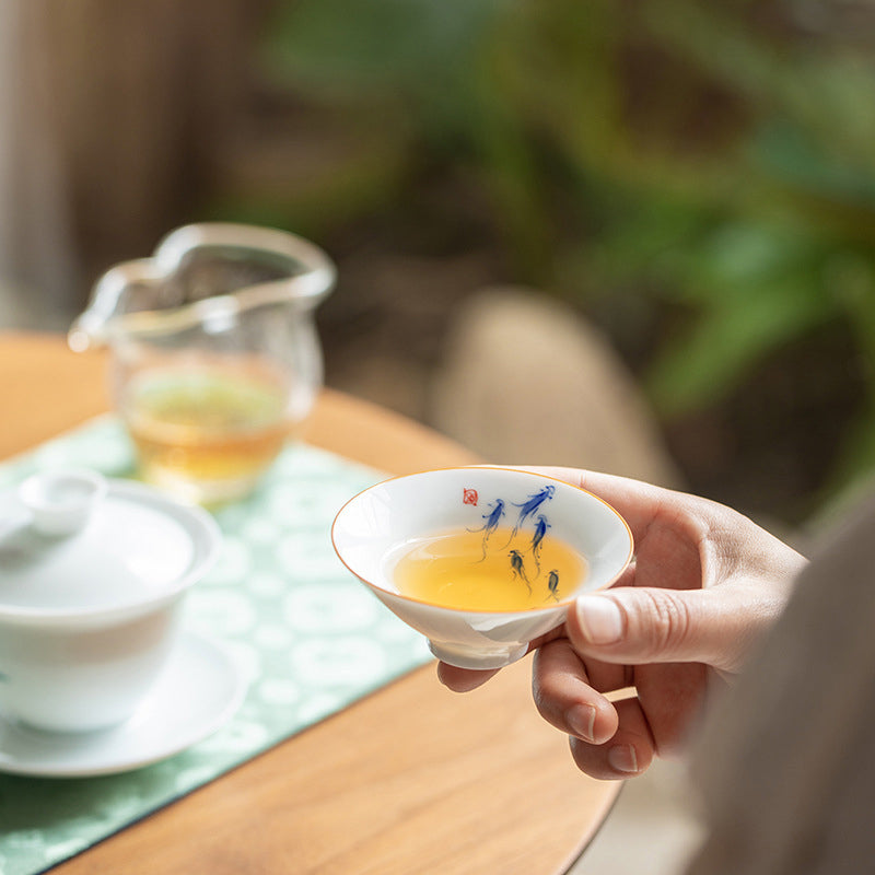 Mandala Koi Fish Lotus Ceramic Tea Cup 50ml Harmony