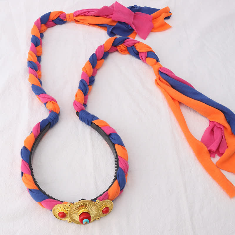 Copper Spiritual Hair Accessories with Colorful Tibetan Tassel Beads
