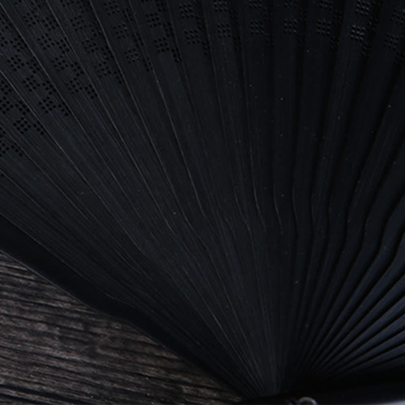 Plum Blossom Silk Bamboo Folding Fan 22.5cm Elegant Handheld