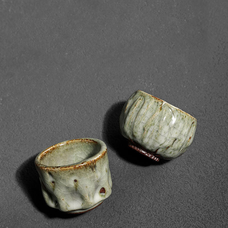 Handcrafted Jianzhan Ceramic Teacup 110ml with Cracked Ice Texture