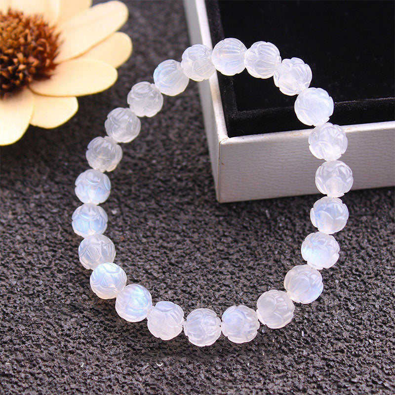 8mm Moonstone Bracelet Lotus Love for Calm & Healing