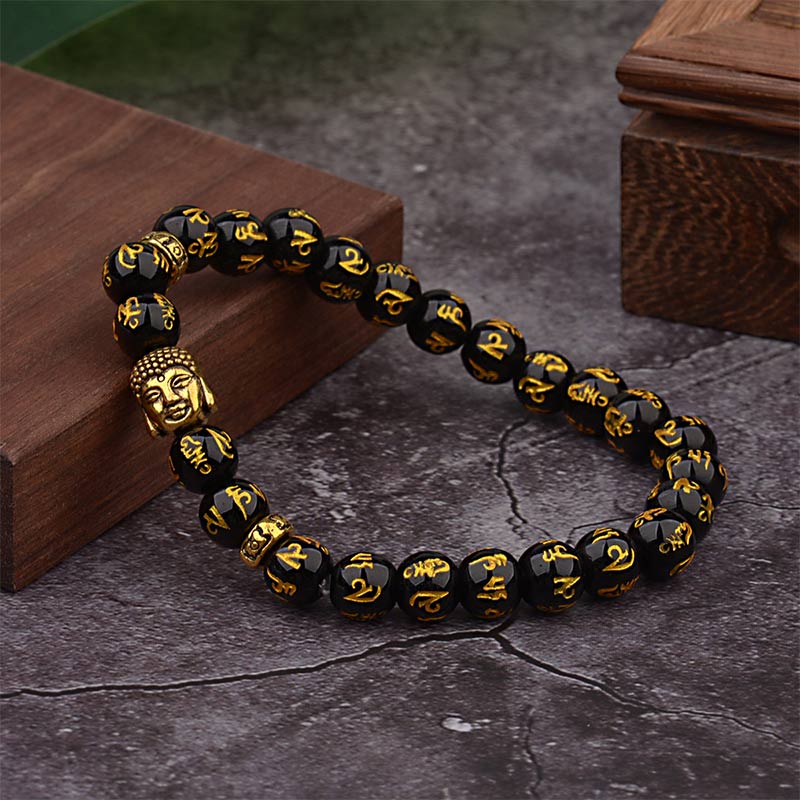 8mm Tibetan Buddha Mantra Bracelet for Mindfulness