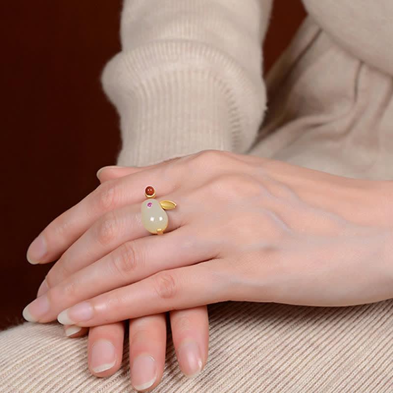 925 Sterling Silver Hetian Jade Luck Ring Earrings Necklace Pendant