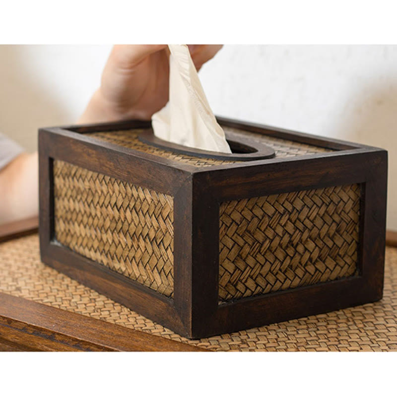 Handmade Bamboo Wooden Tissue Box for Zen Decor