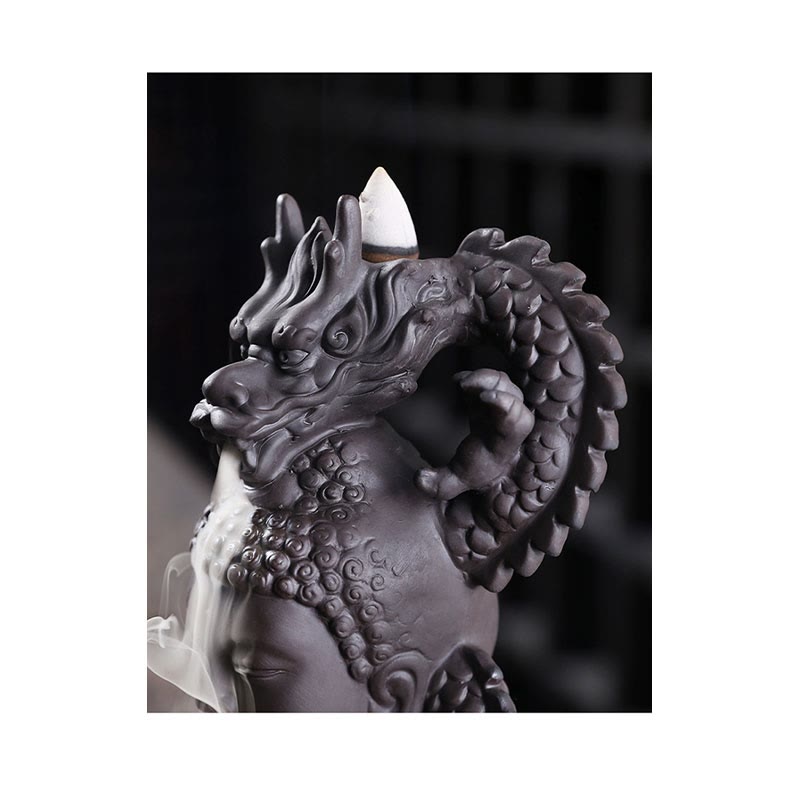 Purple Clay Buddha Dragon Incense Burner 10.5cm Meditation