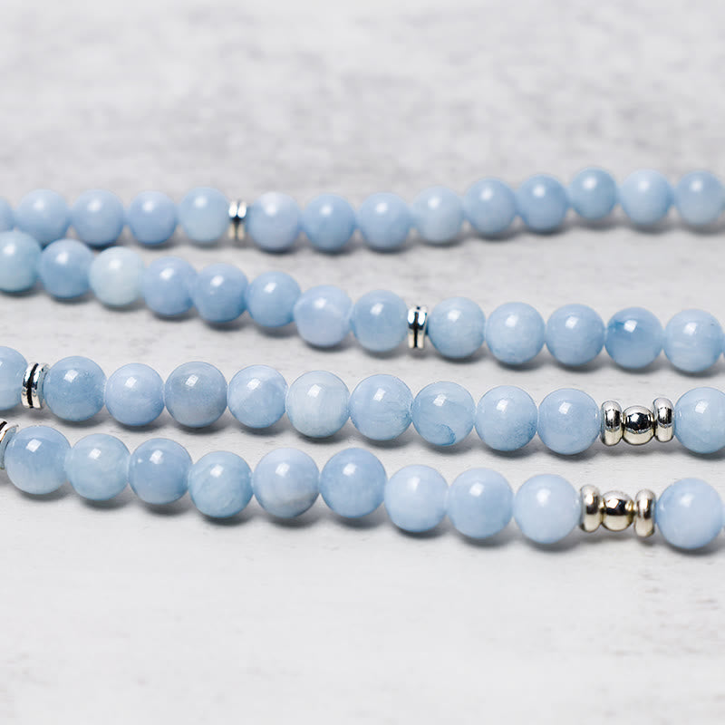 108 Beads Aquamarine Gemstone Mala for Meditation & Healing