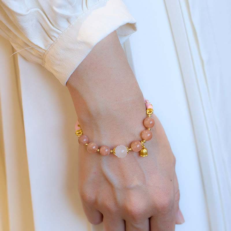 Sun Stone & Golden Silk Jade Positive Charm Bracelet