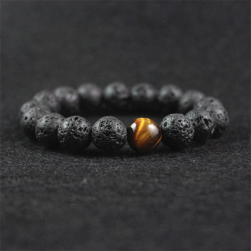 10mm Lava Rock Tiger Eye Peace Healing Bracelet