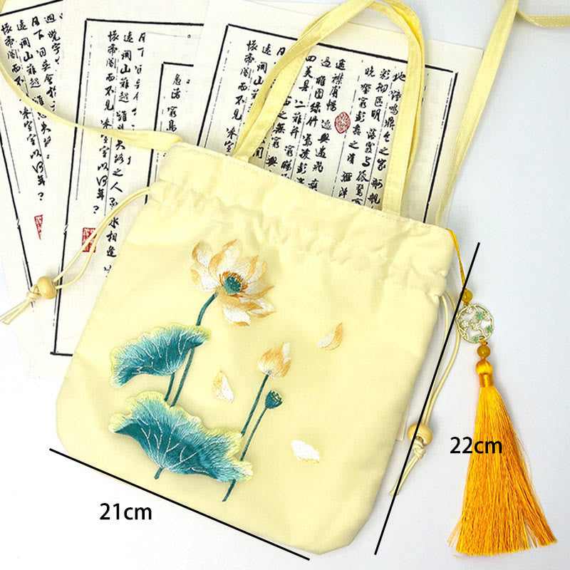 Cotton Linen Yoga Tote Bag with Adjustable Strap 21x22cm