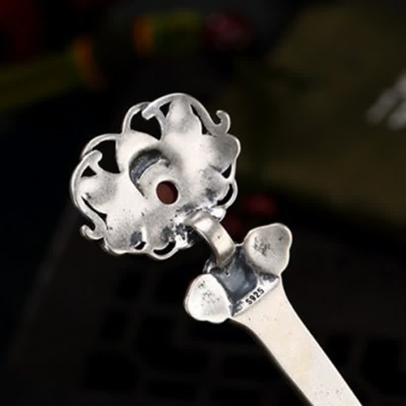 Red Agate Peony Flower Hairpin | Confidence & Calm 13.4cm