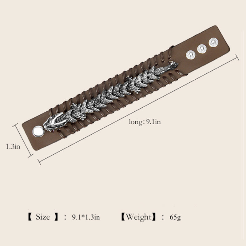 Dragon Leather Protection Weave Bracelet for Strength and Luck