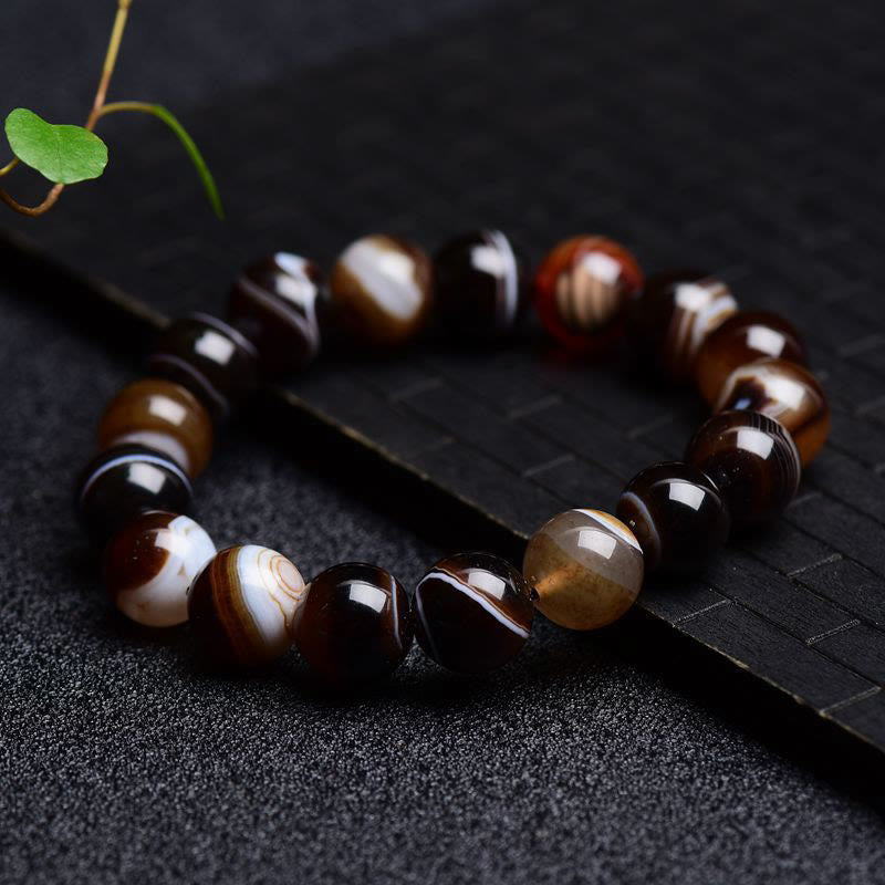 6mm Tibetan Sardonyx Bracelet for Positivity & Courage