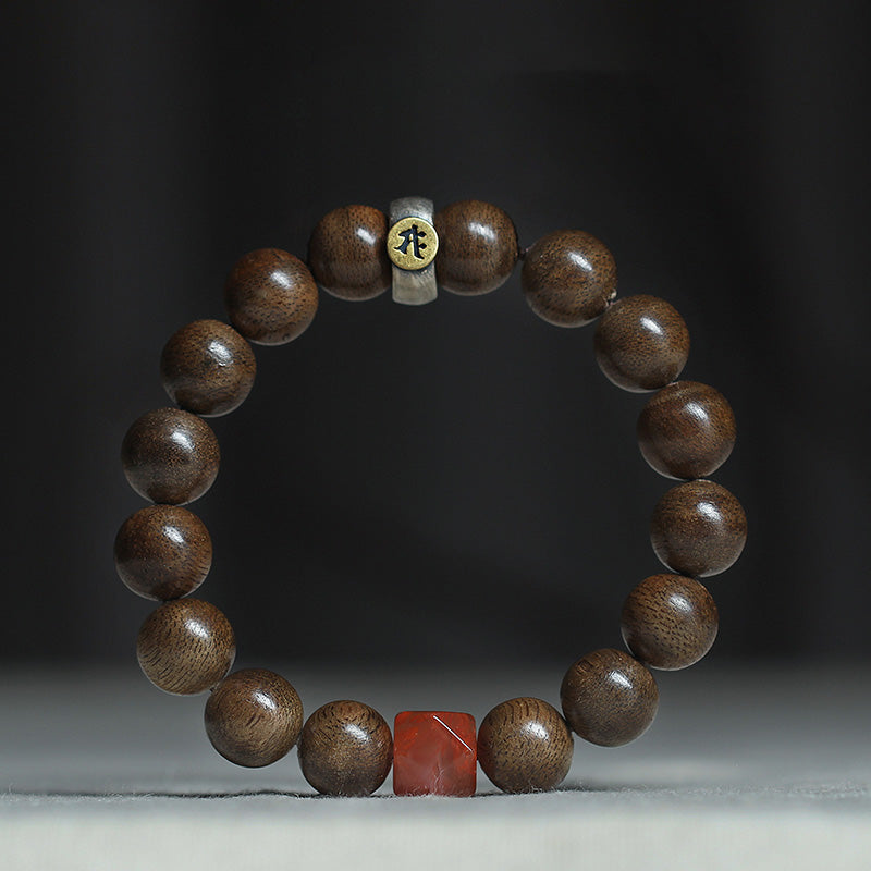 Chinese Zodiac Agate & Agarwood Bracelet 10mm Meditation