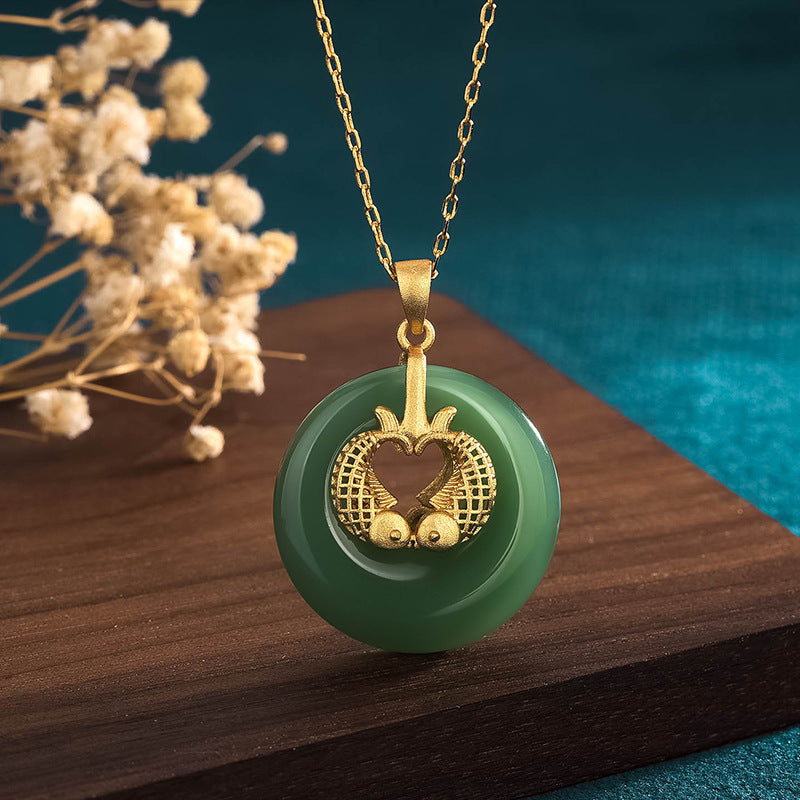 Cyan Jade Koi Fish Luck Necklace for Success & Harmony
