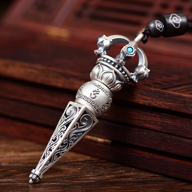 Copper Om Mani Padme Hum Necklace with Dorje Vajra Pendant