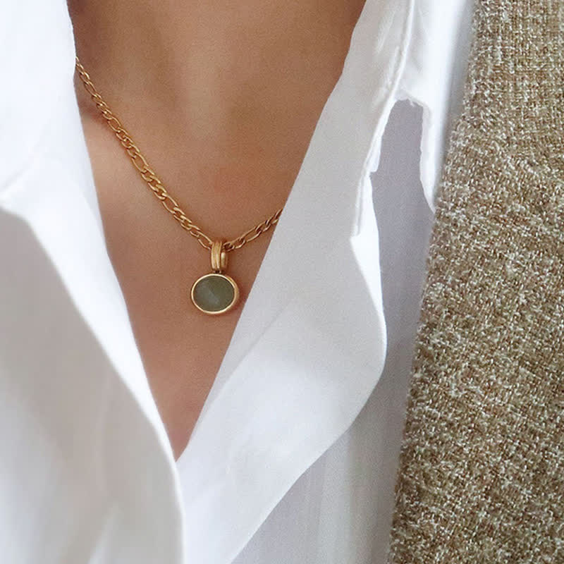 Turquoise Oval Strength Necklace Pendant in Titanium Steel