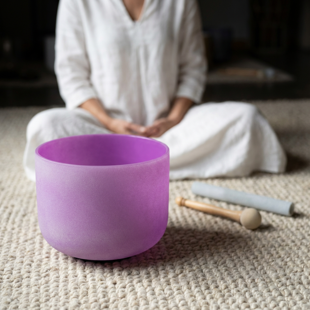 Purple B Note Crown Chakra Crystal Singing Bowl
