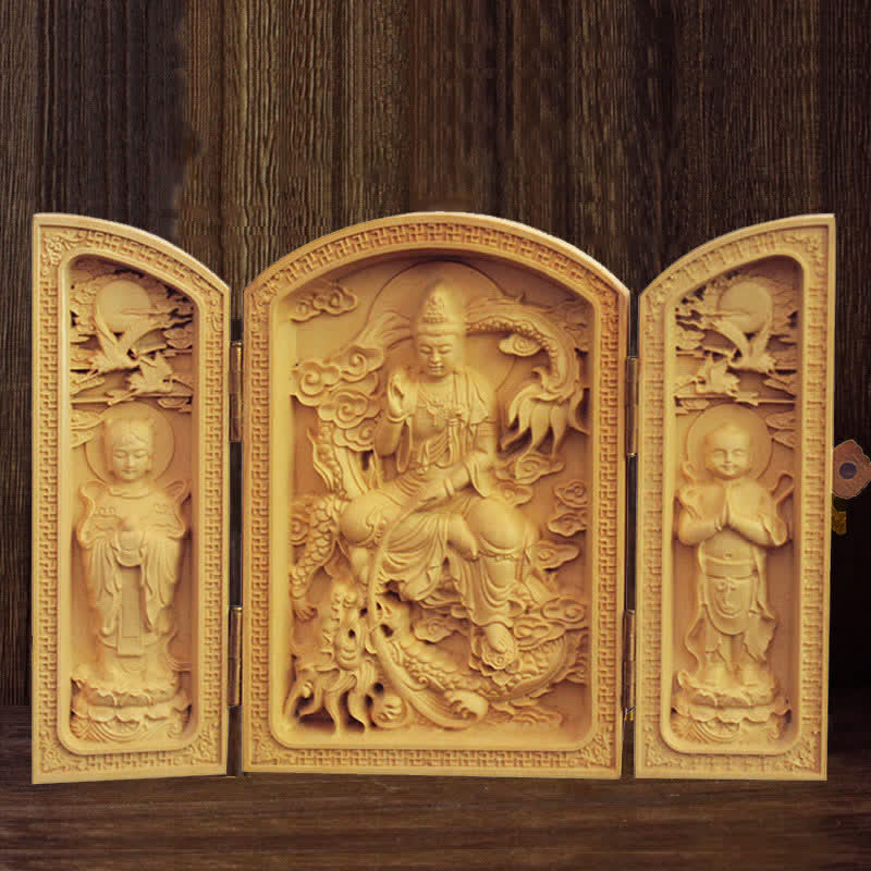 Boxwood Thousand-Armed Avalokitesvara Kwan Yin Altar Decoration