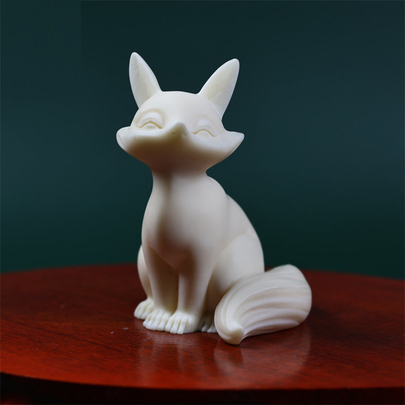 Mini Nine-Tailed Fox Ivory Fruit Protection Figurine