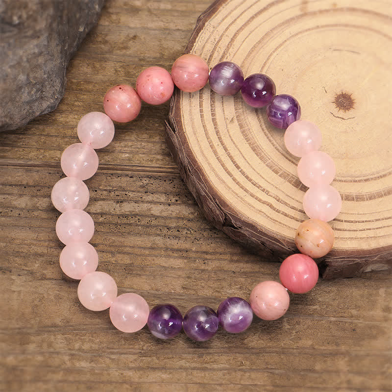Amethyst Rose Quartz 108 Bead Gemstone Mala Bracelet
