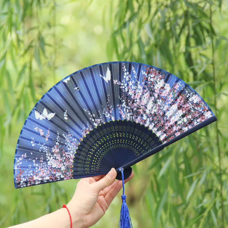 Butterfly Flowers Eco-Friendly Bamboo Handheld Fan