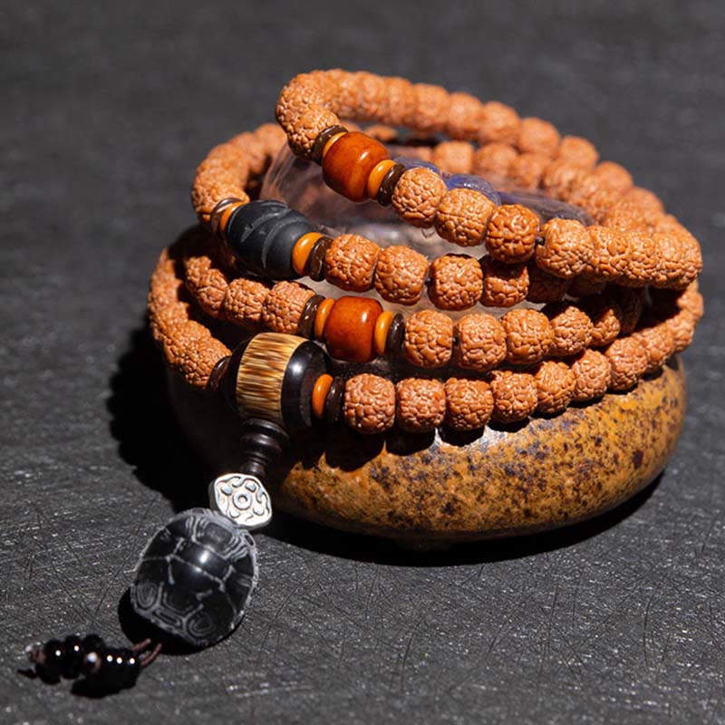 Tibet 108 Beads Bodhi Seed Zodiac Charm Mala Bracelet