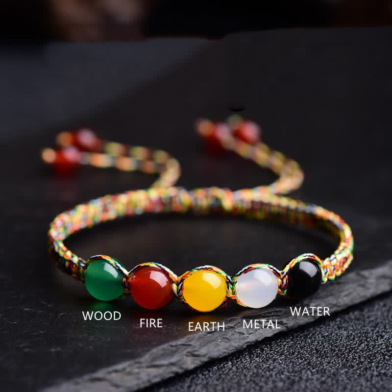 Colorful Agate Five Elements 8mm String Bracelet